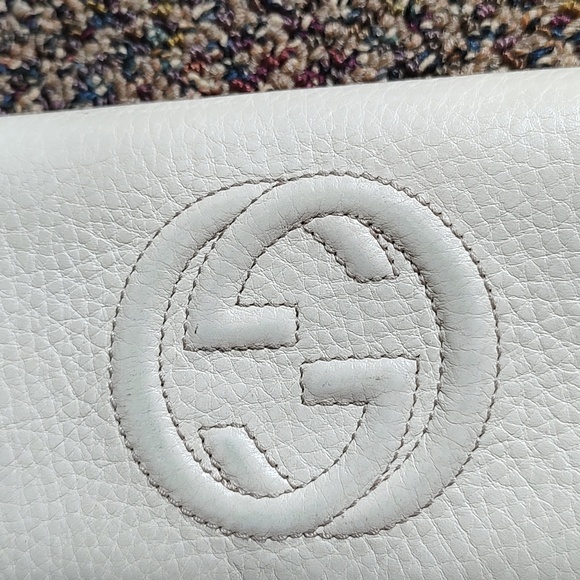 GVY: Gucci EUC+ Soho Cream Leather Interlocking G Zip Around Wallet (W48) - Picture 15 of 16
